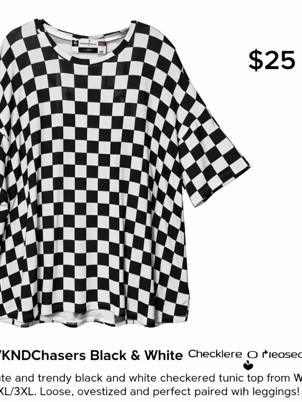 Chaser Black & White Checkerboard Crew Tee